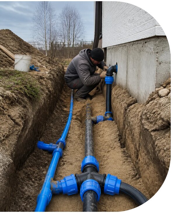 Монтаж наружного водопровода на участке под ключ в Спасске-Дальнем